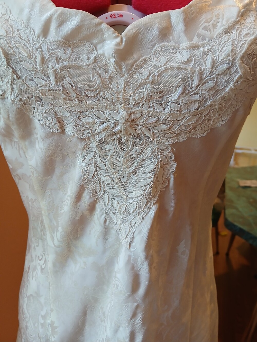Ivory Lace Satin Nightgown Vintage Victoria's Secret Bridal Nightgown With Slit